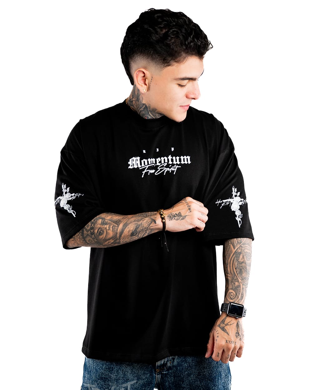 CAMISETA OVERSIZE H ALTO GRAMAJE NEGRA CRISTO