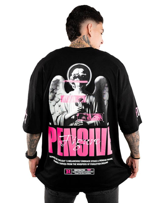 CAMISETA OVERSIZE H NEGRA PENSIVE ALTO GRAMAJE