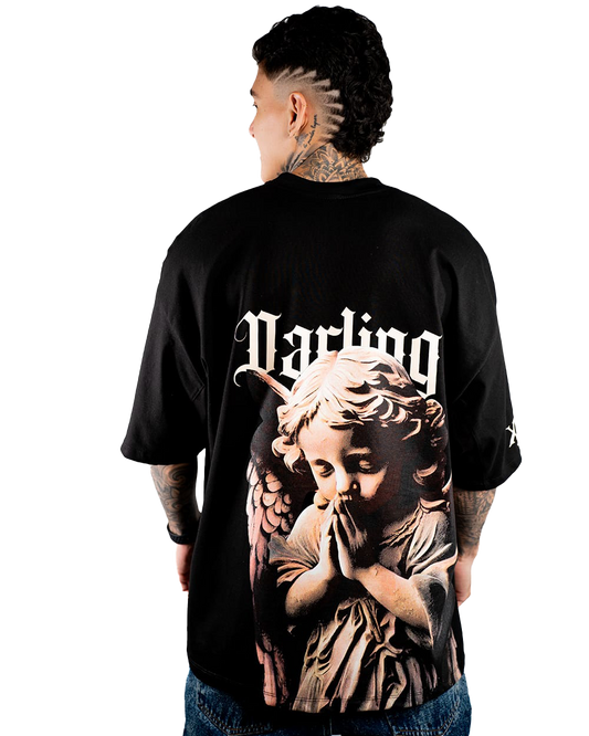 CAMISETA OVERSIZE H NEGRA DARLING ALTO GRAMAJE