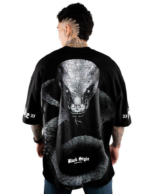CAMISETA OVERSIZE H SERPIENTE NEGRA ALTO GRAMAJE