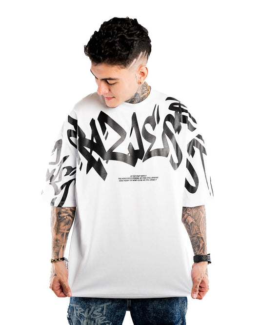CAMISETA OVERSIZE H ALTO GRAMAJE CRAZ BLANCA