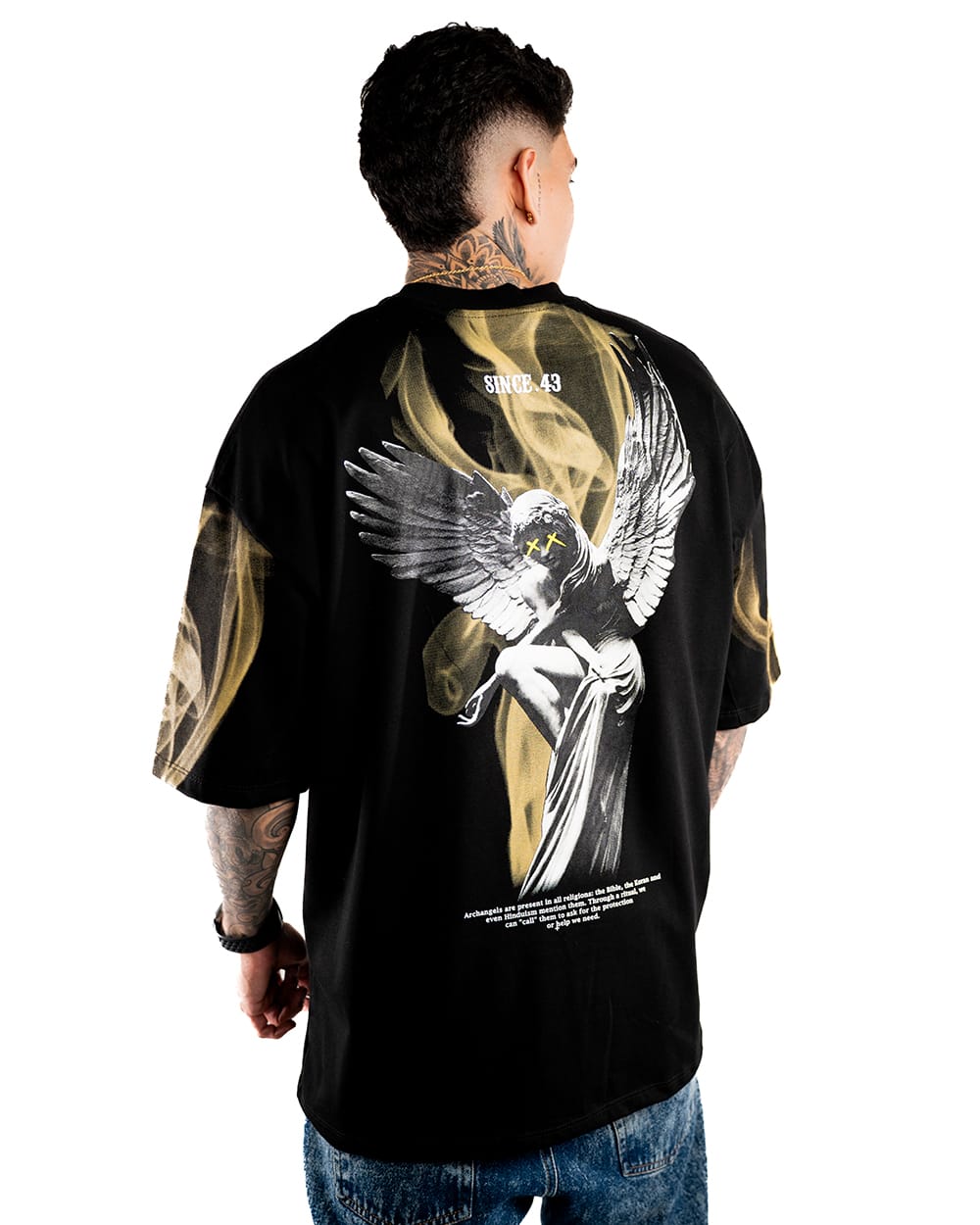 CAMISETA OVERSIZE H ALTO GRAMAJE NEGRA ANGEL CARETA